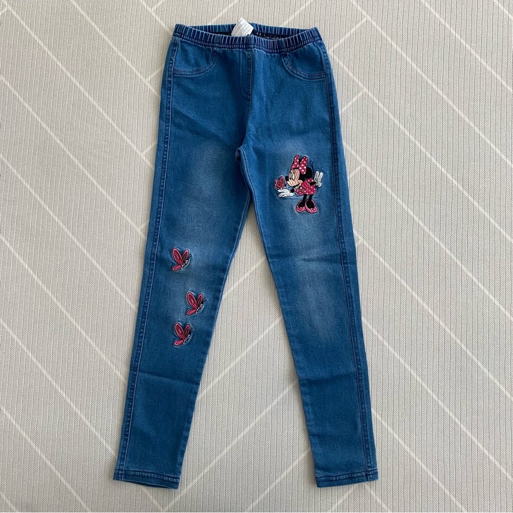 CALZEDONIA  Minnie Mouse Embroidered Denim Leggings Girl’s Size 7/8